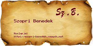 Szopri Benedek névjegykártya